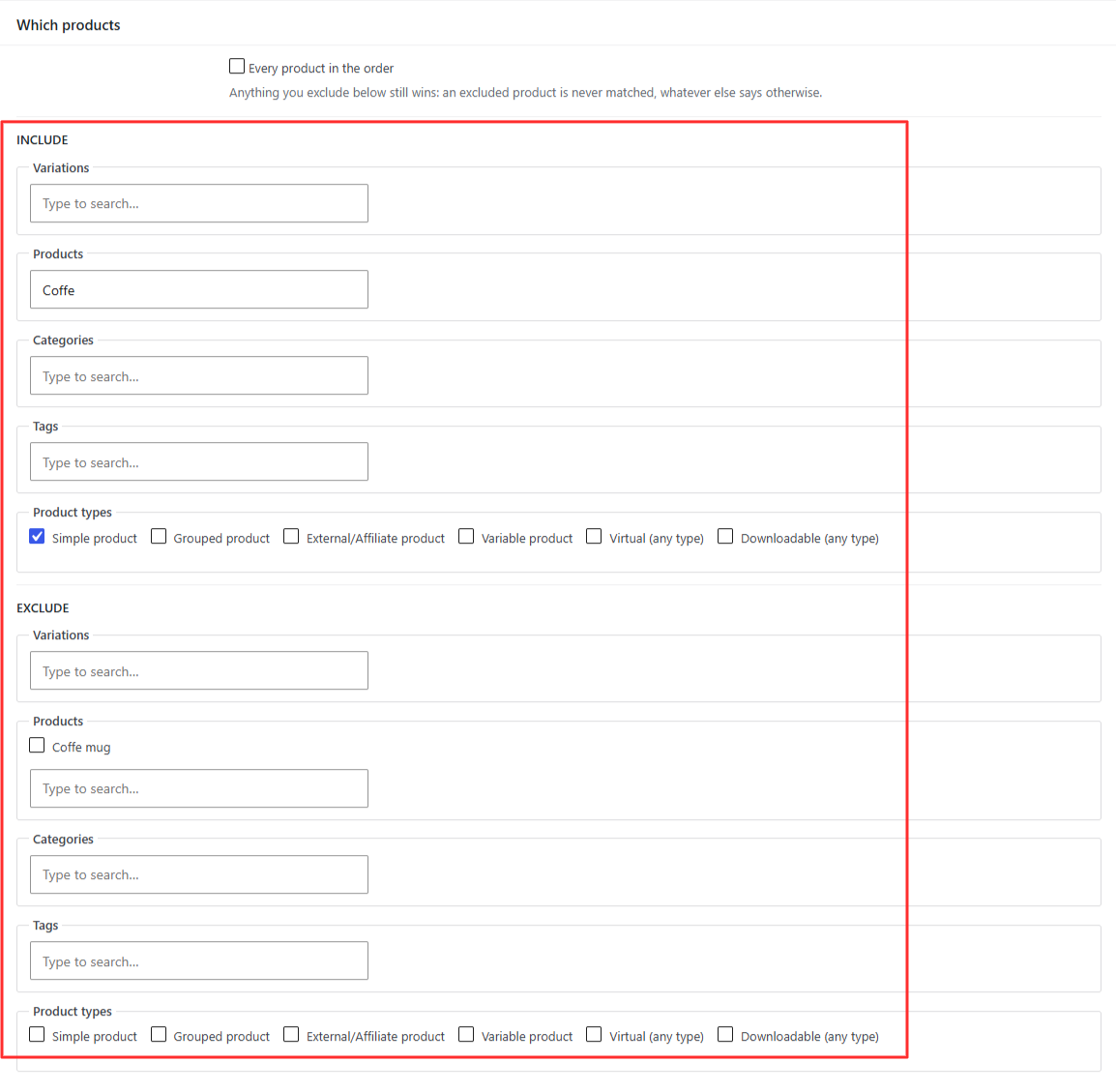 Target products precisely WooCommerce product email rule targeting products, categories, tags and exclusions