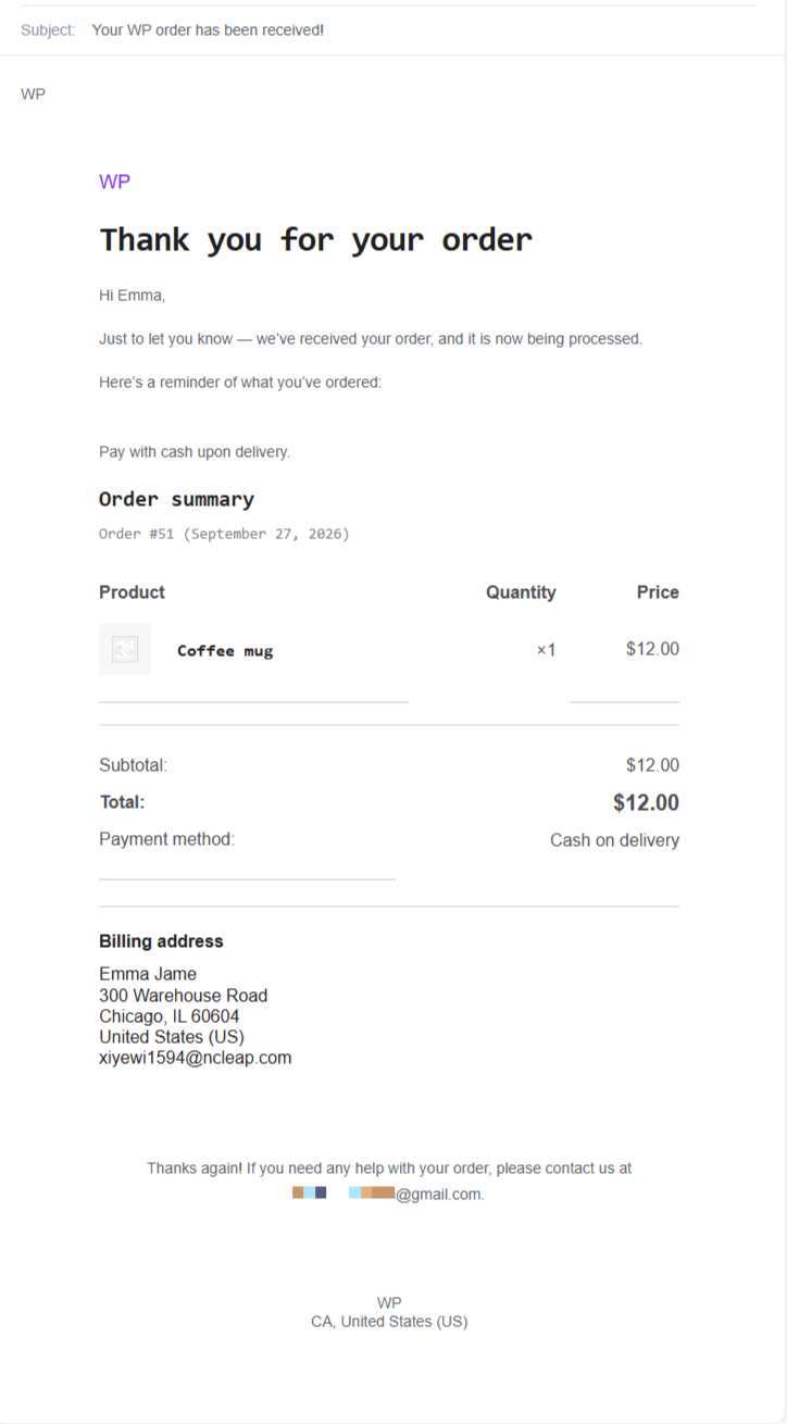 Preview and test responsibly HTML email preview rendered from a real WooCommerce order